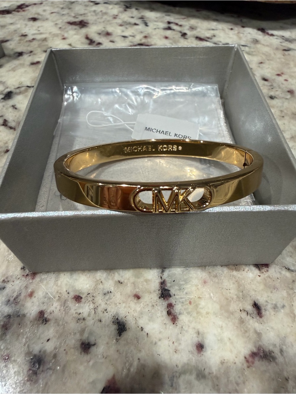 Michael Kors Gold Logo Cutout Bangle Bracelet
